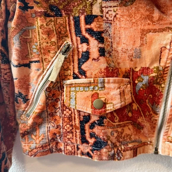 Anthropologie Tapestry Cropped Velvet Moto Jacket Small/Medium - Picture 6 of 15